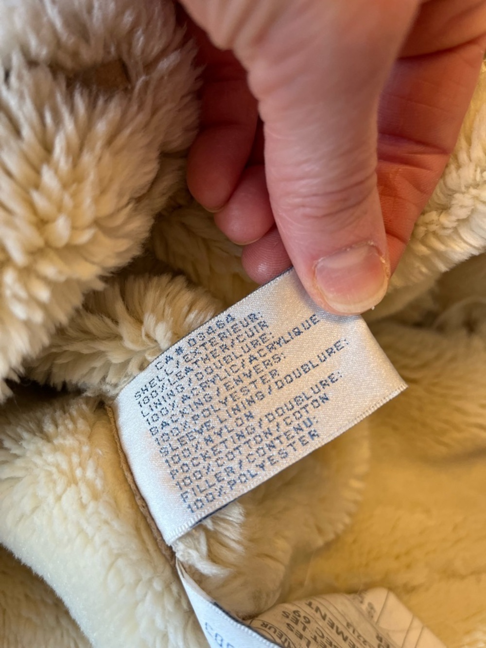 Vintage Y2K leather Sherpa Jacket Shearling Style Coat Aviator Beige Warm - Picture 7 of 16